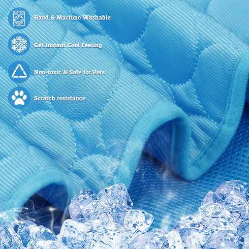 Washable Dog Cooling Mat, Ice Silk Cooling Mat for Dogs, Pet Self Cooling Pad Blanket for Indoor & Outdoor Car Seats
