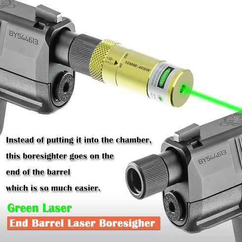 Laser Boresighter End Barrel, 9mm/.38/.22/.223/5.56/.357Mag/.380acp/.17hmr/.177cal/10mm/cal.40S&W