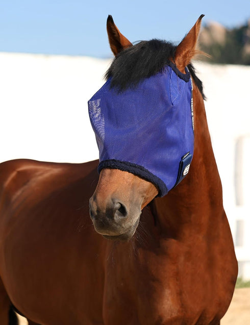 Harrison Howard UV-Blocking Mesh Fly Mask for Horses - Deep Navy, Size L