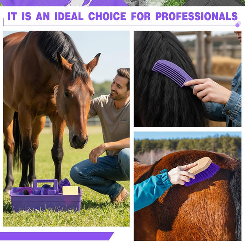 6-Piece Set Abbylike Horse Grooming Kit with Tote Bag, Horse Care with Brush, Comb & Hoof Pick, Portable Grooming