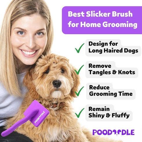 Dog Slicker Brush, Best for Poodles, Doodles, Long Haired Dogs, Perfect for Dematting & Detangling, Large