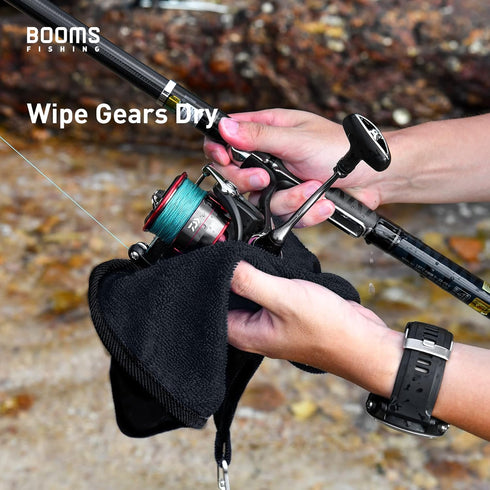 B0T 3 Pack Booms Fishing Microfiber Fishing Towel with Clip, Black