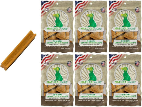 Loving Pets 60 Count Natural Value Chicken Dental Sticks for Small/Toy Dogs, Made in The USA