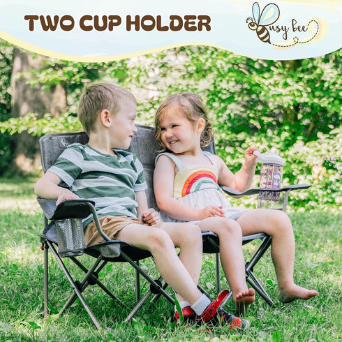 150 Lbs. Busy Bee Oversized Kids Camping Chair with Cup Holder, High Back Toddler Chair Kids Folding Chair, Perfect