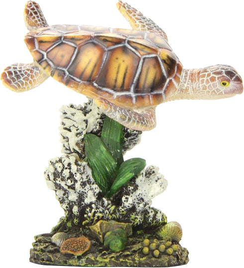 Penn-Plax Small Swimming Sea Turtle Decor for Aquarium Fish Tank, Resin Decoration (RR1104)