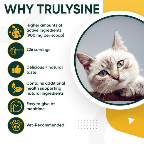 Trulysine Plus L-Lysine for Cats Immune Support Oral Powder 8oz/226g - Chicken Liver Flavor for All Ages