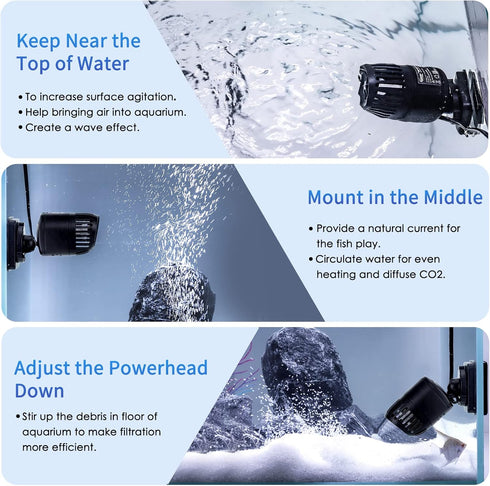 40-100 1056 hygger Wave Maker for Gallon Aquarium with Magnetic Mount Quiet Powerhead for Saltwater and Freshwater Fish