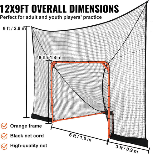 VEVOR Portable Lacrosse Goal with Carry Bag, Hockey Net Backstop for Youth and Adults