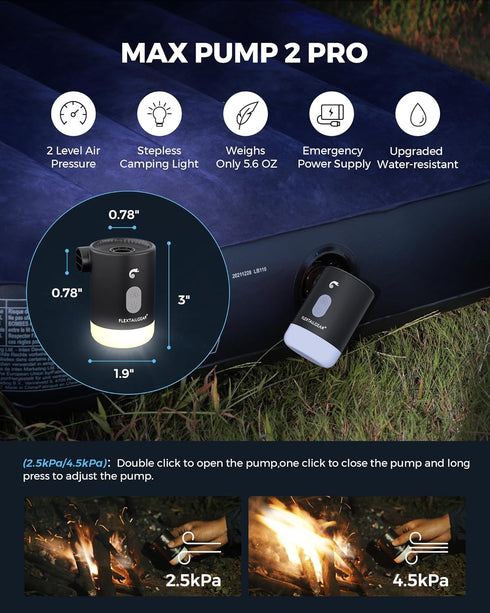 4.5kPa 3600 FLEXTAILGEAR Air Pump for Inflatables, Portable Air Pump with Led Light, mAh Rechargeable Battery Air