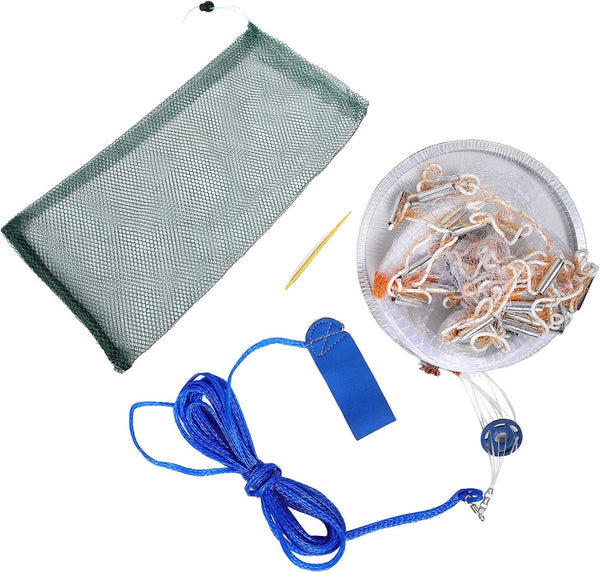 American Hand Throw Cast Net with Aluminum Ring Fine Mesh Circular Fishing
