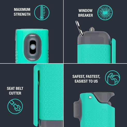 SABRE Safe Escape 3-In-1 Pepper Gel - With Seat Belt Cutter & Window Breaker, Snap Clip Keychain for Easy Carry