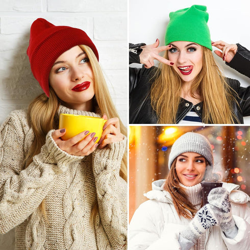 JaGely 20 Pcs Knit Beanies Bulk, Colorful Winter Cuffed Beanies, Unisex, Warm Soft Winter Gifts, 20 Colors