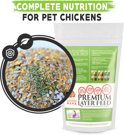 (10 Pampered Chicken Mama Chicken Feed Mash - Premium Layer Feed Pellets - High Protein & High Calcium Chicken Grower