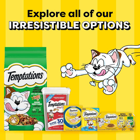 3.5 oz. (12 Count, Pack 2) Temptations Bites in Gravy Adult Wet Cat Food Seafood Medley Flavor and Tasty Chicken
