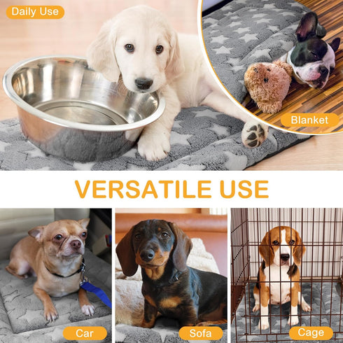 4 Pcs Dog Bed Mat, Reversible Crate Pad, Machine Washable Sleeping Mat for Small, Medium, Large Dogs (Gray, 24 x 36 x