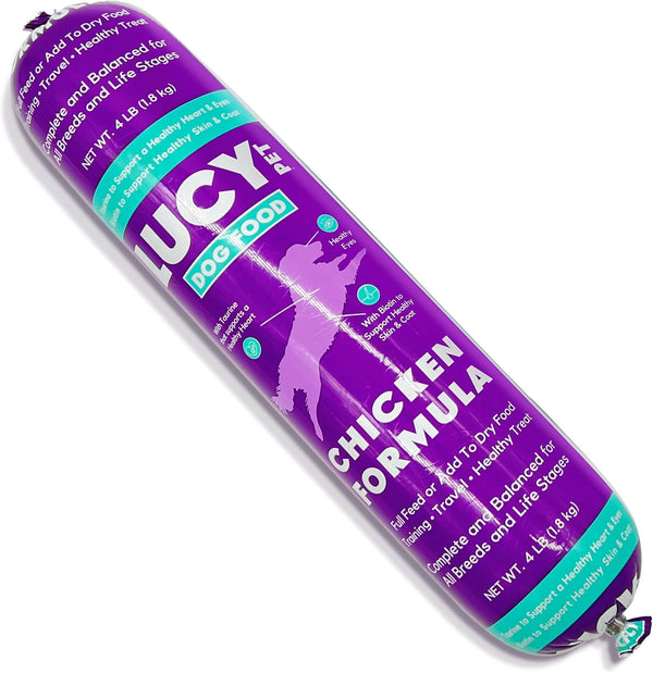 Lucy Pet Products Chicken Formula Dog Food Roll, 4 lb, Meaty, Semi-Moist