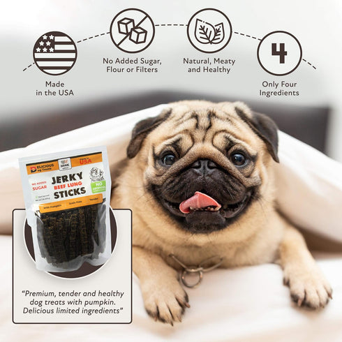 1 lb 100% Hank & Harley Jerky Sticks Beef Lung - USA Lean Protein Soft Dog Treats with Pumpkin. Natural, NO Added