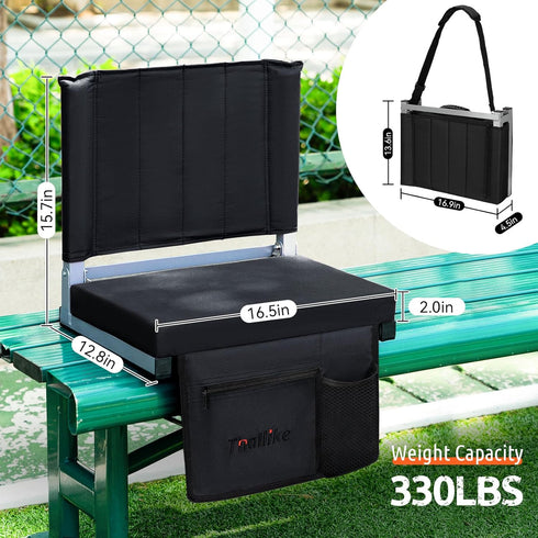 Thallike Stadium Seat for Bleachers with Back Support, Foldable Bleacher Seat Padded Stadium Chair Portable Bleacher