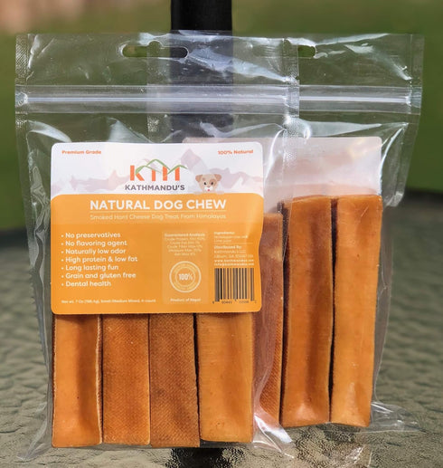 Authentic Himalayan Yak Cheese for Dogs - Small/Medium (Pack of 4) - Rawhide-Free, NO preservatives