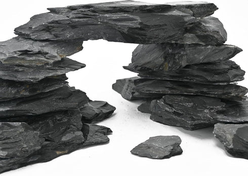 Natural Slate Rock for Aquariums, 3 to 10 Inches, Ideal for Tank Decoration & Landscaping (20lb)
