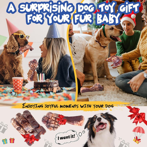 Dog Chew Toys for Aggressive Chewers - 2 Pack Indestructible Nylon Teething Bone Toy for Large Breed Dogs