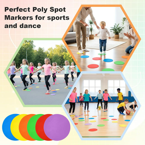 Afcabakila 18 9 Inch PCS Non-Slip Rubber Spot Markers, Agility Training Dots, Multi-Color Poly Vinyl Floor Cones