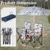 Double Folding Beach Chairs,Portable Double Folding Picnic Chairs Beach Camping Chair W/Umbrella Mini Table Beverage