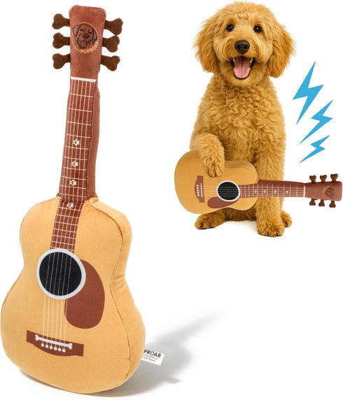 PUPROAR Guitar Dog Toy, Funny Dog Toy, Unique Dog Gift, Squeaky Plush
