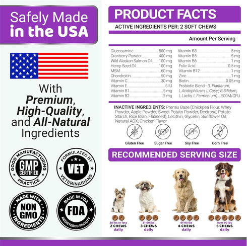 240 Immune Dog Multivitamin Chewable with Glucosamine - Treats - Dog Vitamins and Supplements - Senior & Puppy