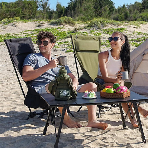Backpacking MOON LENCE Folding Portable High Back Camping Chairs for Adults, Adjustable Oversize Lightweight for Beach