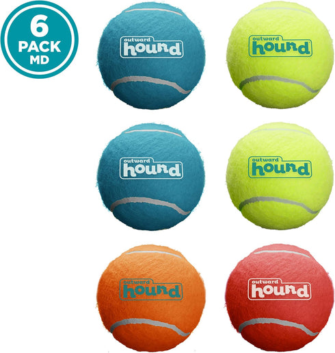 Outward Hound Squeaker Ballz Fetch Dog Toy, Medium Size, 6-Pack for Interactive Play