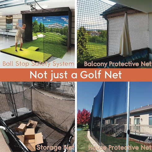 Heavy Duty Nylon Golf Practice Net, Outdoor Indoor Hitting Net with Wire Hanging Kit for Golf, Baseball, Soccer