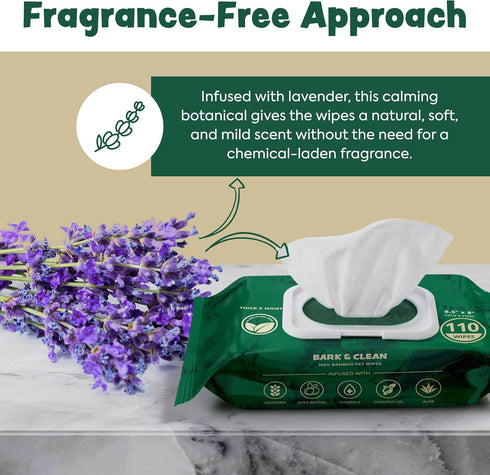 Dog Wipes for Cleaning and Deodorizing - 50 Bamboo Pet Wipes, Compostable, Hypoallergenic Grooming Wipes