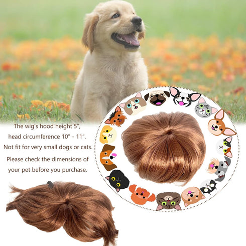 Dog Wig Pet Costumes - Cat Costume Synthetic Accessories for Small Dogs, Halloween & Christmas Party Decor