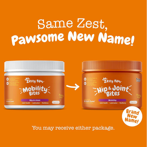 Zesty Paws Hip and Joint Supplement for Dogs - Glucosamine with Chondroitin, MSM, Vitamins C and E, Mobility Bites (50