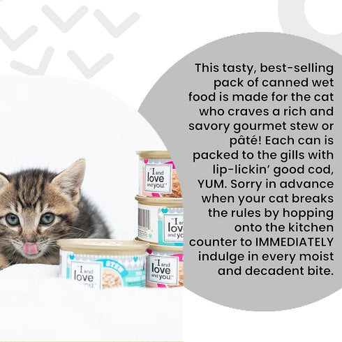 I and love and you Wet Cat Food, Beef Right Meow Pâté, Grain Free, Filler Free, 3oz Pack of 24 Cans