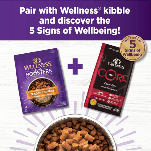 Wellness Tender Toppers (Previously Bowl Boosters), Grain-Free Natural Dog Food Toppers, Real Meat (Turkey & Chicken,
