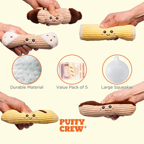 8", (5 1, Squeaky Dog Plush Toy, Bakery Bite_Stick Collection, for Small and Medium Dogs in Small)