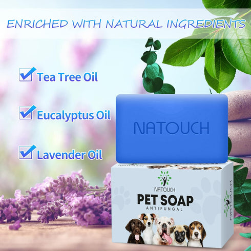 Antifungal Soap for Dog, Dog Shampoo for Allergies and Itching, Natural Soap Bar with Tea Tree Oil, and Lavender Oil