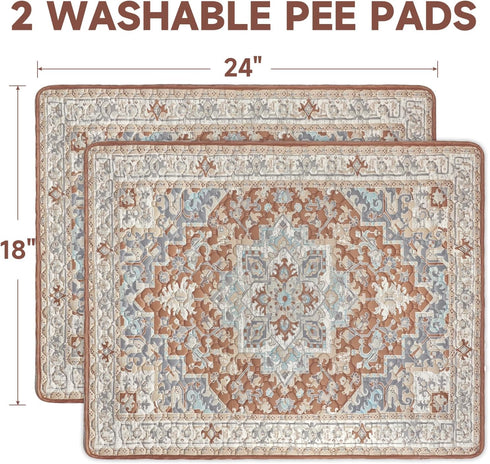 2 Pack, 2026 18"x24" Washable Pee Pads for Dogs Puppy Pads with Pheromones, Upgraded PuppyPad Super Absorbent