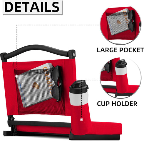 HABUTWAY Stadium Seats with Back Support and Thick Cushion Bleacher Seats with Backs and Cushion Wide, Stadium Chairs
