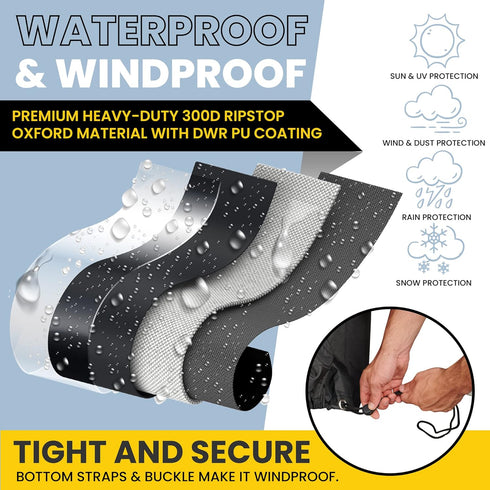 Waterproof Bicycle Cover for Outdoor Storage, Fits 1 or 2 Bikes, Heavy Duty Ripstop Fabric