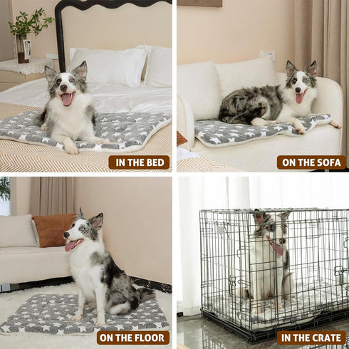Mora Pets Dog Bed Crate Pad, Ultra Soft Pet Bed with Cute Star Print, Washable Reversible Fleece for Large Medium Small