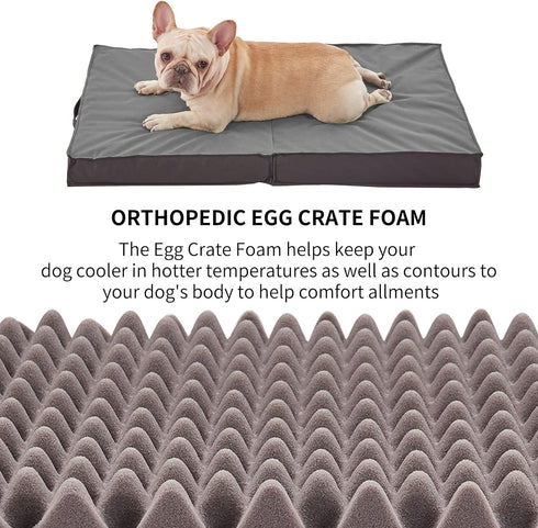 Outdoor Dog Beds for Large Dogs, Waterproof Portable Bed with Washable Cover, Foldable Cooling Orthopedic Bed, 35inch