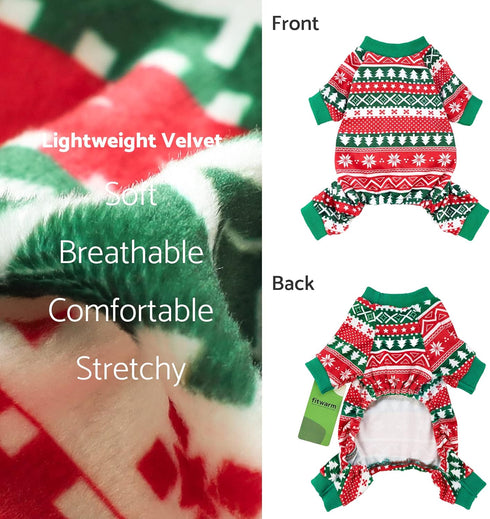 Fitwarm Dog Christmas Outfit, Red Green Pajamas for Small Dogs, Ugly Sweater for Boy Girl, Cat PJS