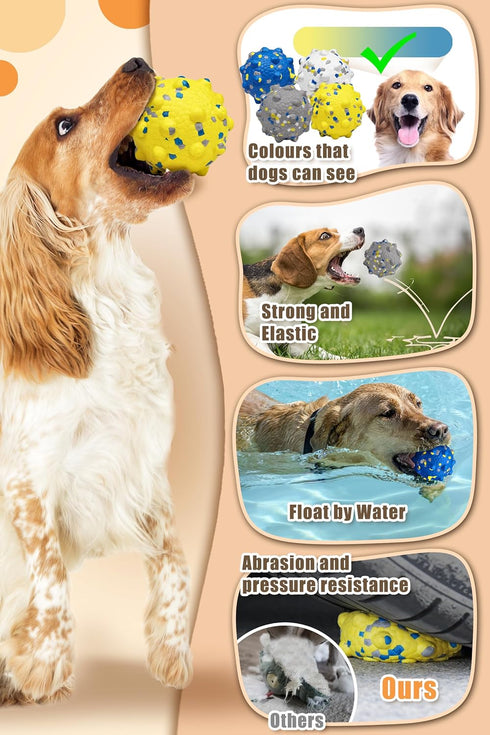 Upgrade Dog Balls for Aggressive Chewers - Indestructible Tennis Balls, Durable Bouncy Fetch Toys, Lightweight Floating