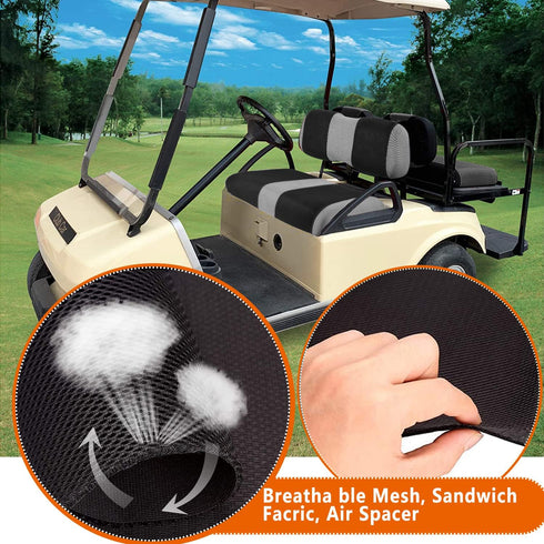 Golf Cart Front Seat Cover for Club Car DS (2000.5 and Up) - Durable Polyester Fabric, Breathable Washable Seat Cover