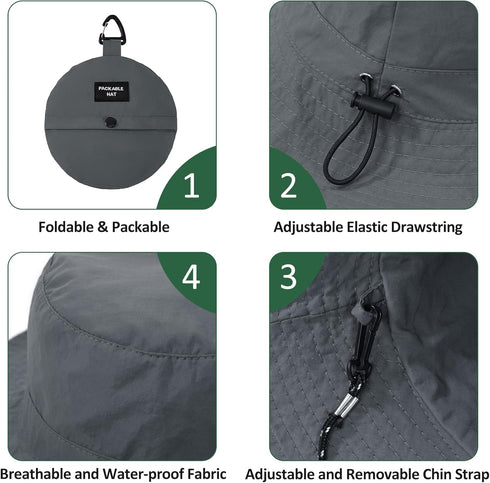 Zando Waterproof Bucket Hat for Men and Women - Rain Hat UPF 50+ Packable Outdoor Hiking Safari Fishing Hat