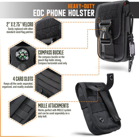 WYNEX Tactical Molle Phone Pouch with Compass Buckle, Universal Cell Phone Holster for IP 15/14/13 Pro Max/S22/S21
