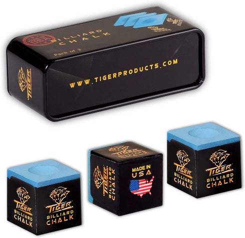 Pack of 3 Tiger Pool Cue Billiard Chalk - Blue